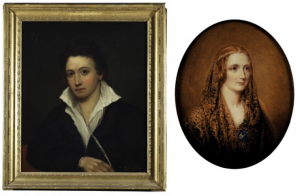 Percy Bysshe and Mary Shelley, from portraits in the Bodleian Library, Oxford.