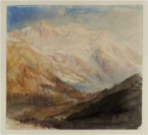J. M. W. Turner, “Mont Blanc and the Glacier des Bossons from above Chamonix; Evening 1836″, Tate Britain.